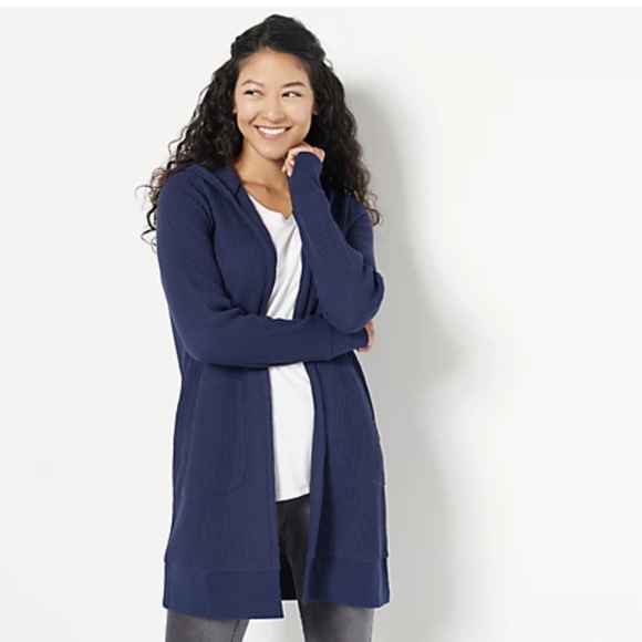 New Kim Gravel Lightweight Long Hacci Knit Cardi Sweater Duster Fall Ready 4X - Picture 9 of 10